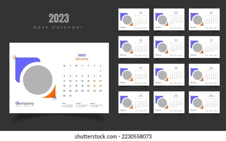 Desk Calendar 2023, Calendar 2023 Template Design