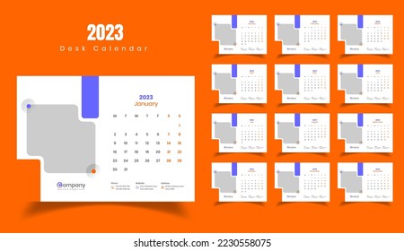 Calendario de Escritorio 2023, Diseño de plantillas de Calendario 2023