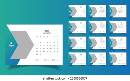 Calendario de Escritorio 2023, Diseño de plantillas de Calendario 2023