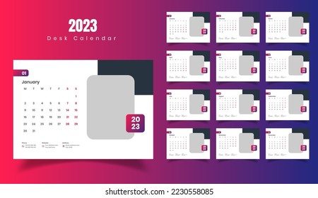 Calendario de Escritorio 2023, Diseño de plantillas de Calendario 2023