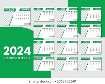 Desk Calendar 2024 Or Monthly Weekly Schedule New Year Calendar 2024 Design Template.