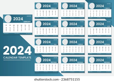Desk Calendar 2024 Or Monthly Weekly Schedule New Year Calendar 2024 Design Template.