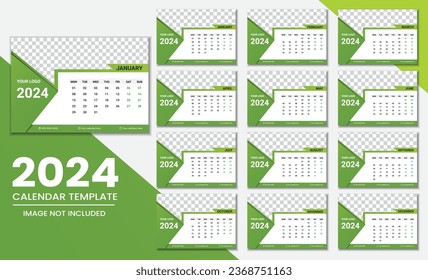 Desk Calendar 2024 Or Monthly Weekly Schedule New Year Calendar 2024 Design Template.
