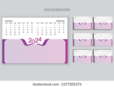 Desk Calendar 2024 Or Monthly Weekly Schedule New Year Calendar 2024 Design Template.