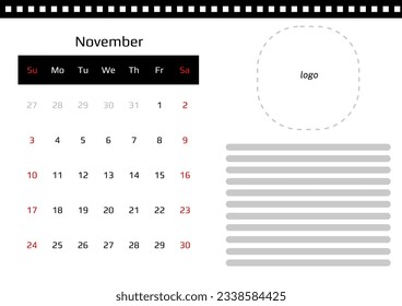 Desk calendar for 2024 template