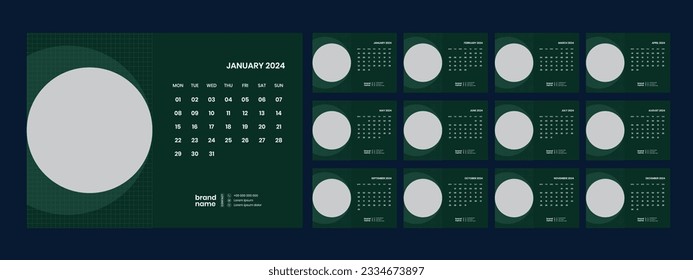 diseño de plantillas de calendario de escritorio 2024