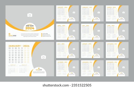 Desk Calendar 2024 Template Design, Year Planner Set