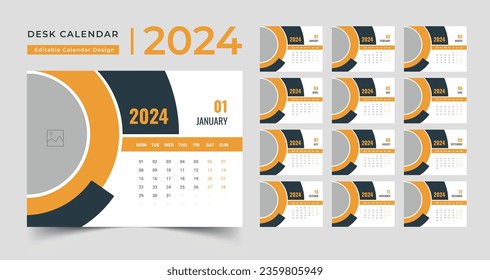 Desk Calendar 2024 template design, creative desk calendar, table calendar 2024