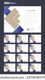 Desk Calendar 2024 Template Design