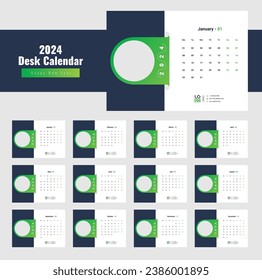 Desk Calendar 2024 Template, 
Modern and Creative Calendar Design