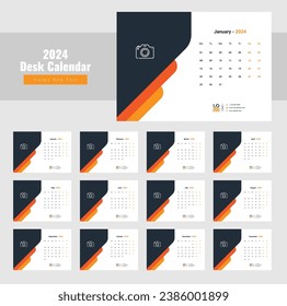 Desk Calendar 2024 Template, 
Modern and Creative Calendar Design