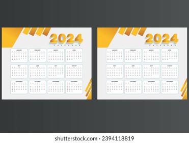 Plantilla vectorial del Calendario de Escritorio 2024.