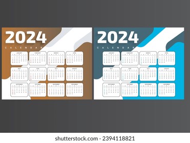 Desk Calendar 2024 vector template.