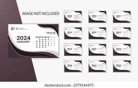 Desk calendar for 2024 year in clean minimal style.
