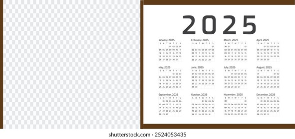 Calendário de mesa 2025 calendário de parede corporativa 2025 Ano todos os meses modelo de calendário, Estilo profissional