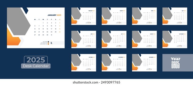 Desk Calendar 2025 design, office calendar 2025