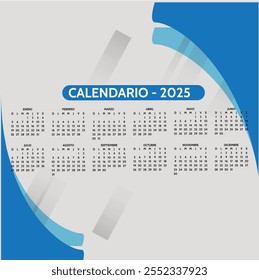 Calendario de escritorio 2025 con calendario islámico Hijri. Calendario 2025 con diseño paisajístico o Horizontal. inicio de la semana el domingo. Domingo