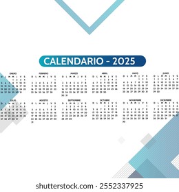 Calendario de escritorio 2025 con calendario islámico Hijri. Calendario 2025 con diseño paisajístico o Horizontal. inicio de la semana el domingo. Domingo