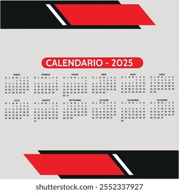 Calendario de escritorio 2025 con calendario islámico Hijri. Calendario 2025 con diseño paisajístico o Horizontal. inicio de la semana el domingo. Domingo