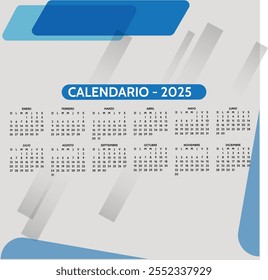 Calendario de escritorio 2025 con calendario islámico Hijri. Calendario 2025 con diseño paisajístico o Horizontal. inicio de la semana el domingo. Domingo