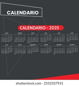 Calendario de escritorio 2025 con calendario islámico Hijri. Calendario 2025 con diseño paisajístico o Horizontal. inicio de la semana el domingo. Domingo