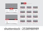 Desk Calendar 2025 planner corporate template design set of 12 months. Template for annual calendar 2025.