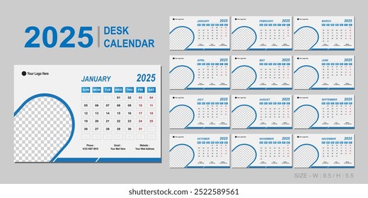 
Desk Calendar 2025 Premium Design Blue Color