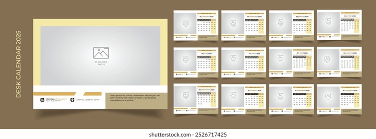 Desk calendar 2025 template corporate desk calendar schedule 2025 Business desk calendar design template