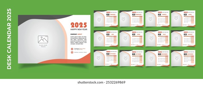 Desk calendar 2025 template corporate desk calendar schedule 2025 Business desk calendar design template 