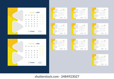 desk calendar 2025 template design, professional calendar 2025 design