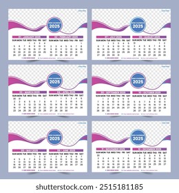 Desk Calendar 2025 template design, Office Calendar 2025