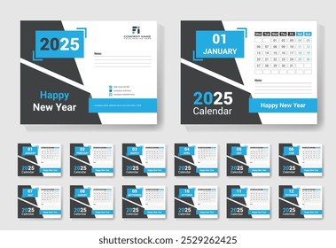 Calendario de escritorio 2025 diseño de Plantilla, simple