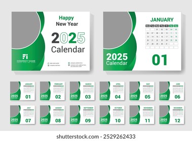 Desk calendar 2025 template design, simple