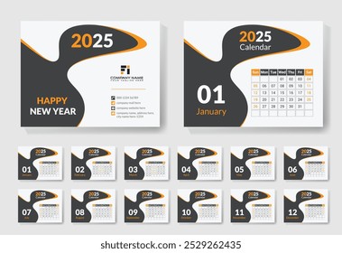 Desk calendar 2025 template design, simple