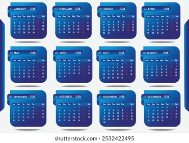 Desk Calendar 2025 template design, Office Calendar 2025, template for annual calendar 2025, Calendar Design Template Royalty-Free Photos and Stock Images .