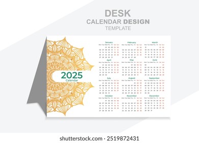 Desk calendar 2025 unique mandala design template