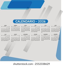 Calendario de escritorio 2026 con calendario islámico Hijri. Calendario 2026 con diseño paisajístico o Horizontal. inicio de la semana el domingo. Domingo