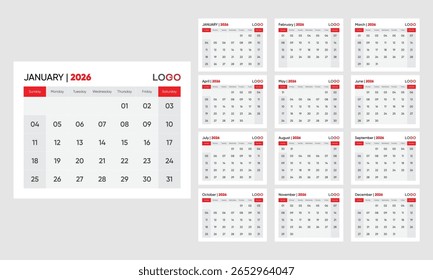 desk calendar, calendar 2026. 2026 calendar template. minimal calendar design 2026