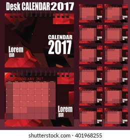 Desk CALENDAR black white and red 2017