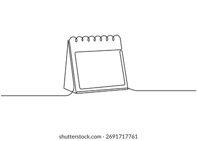 Desk calendar continuous one line drawing minimalist office schedule concept table calendar illustration