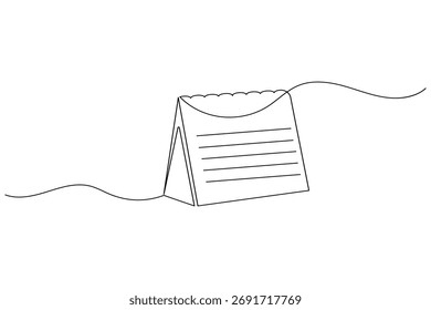 Desk calendar continuous one line drawing minimalist office schedule concept table calendar illustration