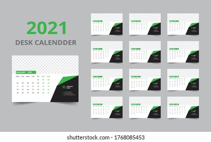 Desk calendar design 2021 template