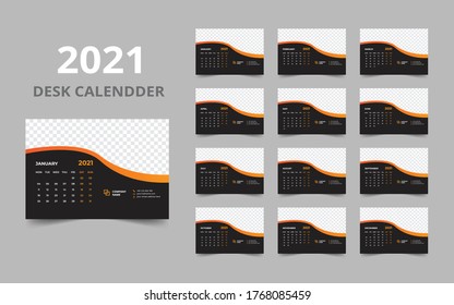 Desk calendar design 2021 template