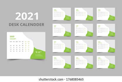 Desk calendar design 2021 template