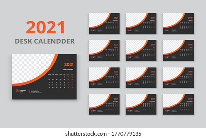 Desk calendar design 2021 template