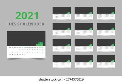 Desk calendar design 2021 template