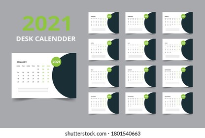 Desk calendar design 2021 template