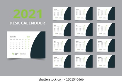 Plantilla de diseño de calendario de escritorio 2021