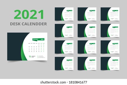 Desk calendar design 2021 template