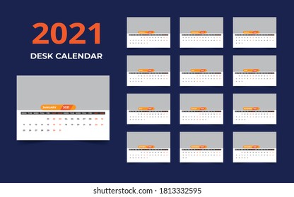 Desk calendar design 2021 template